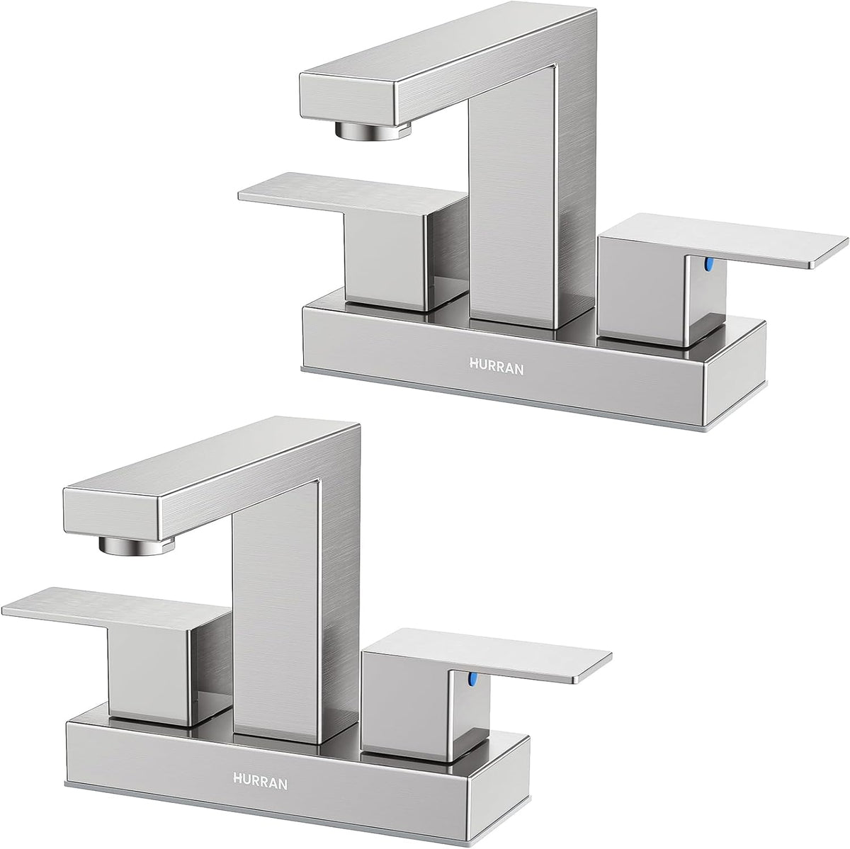 Hurran 4 inch Bathroom Faucets for Sink 3 Hole with Pop-up Drain and Supply Lines