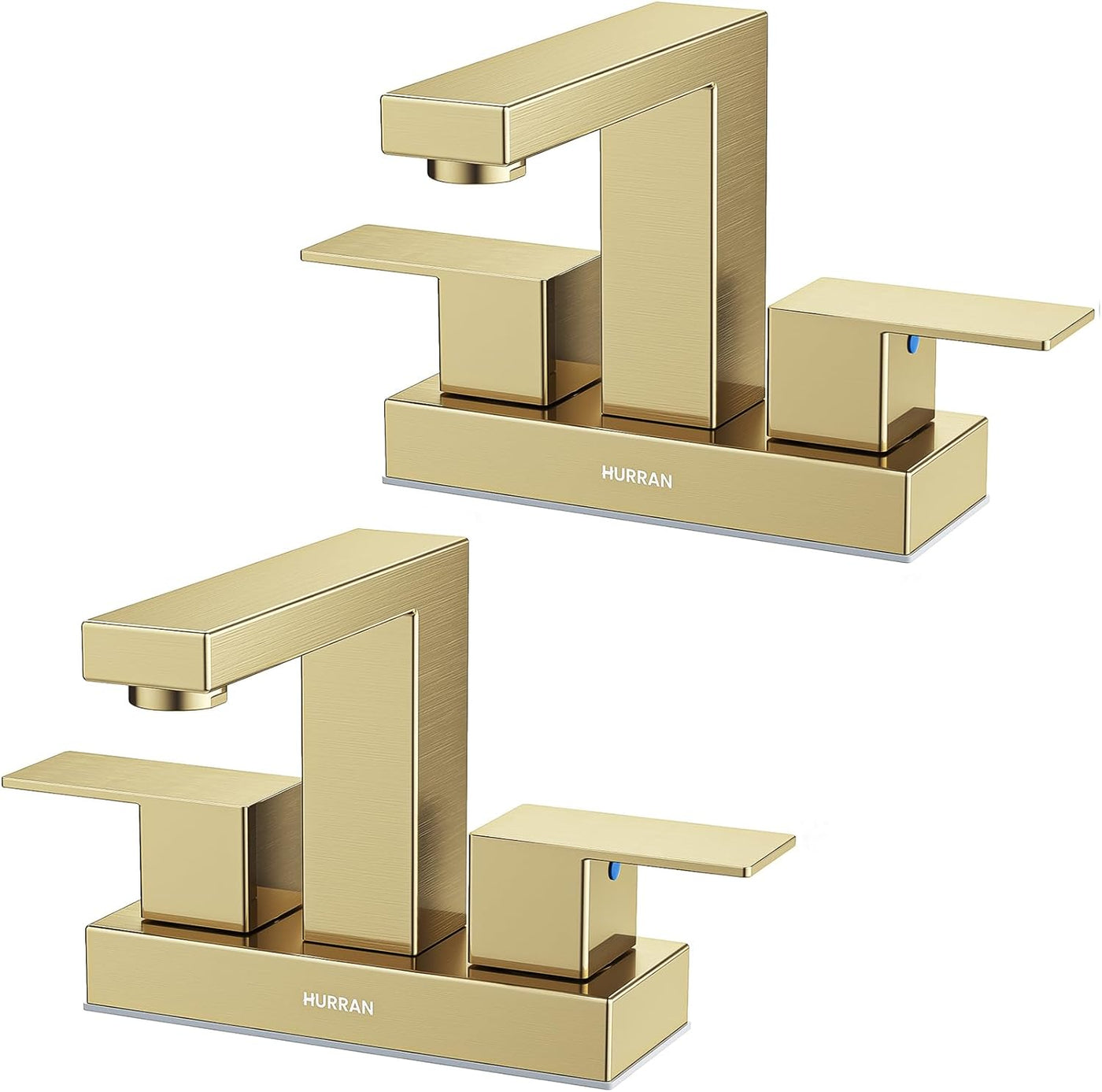 Hurran 4 inch Bathroom Faucets for Sink 3 Hole with Pop-up Drain and Supply Lines