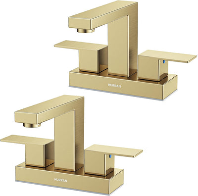 Hurran 4 inch Bathroom Faucets for Sink 3 Hole with Pop-up Drain and Supply Lines