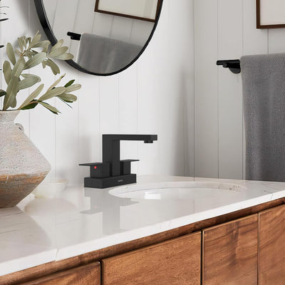 Hurran 4 inch Bathroom Faucets for Sink 3 Hole with Pop-up Drain and Supply Lines