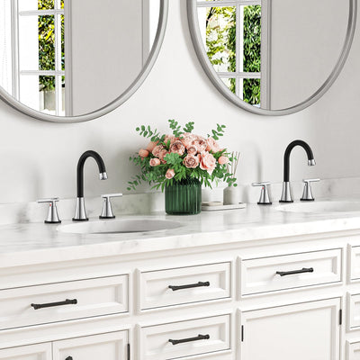 Hurran Bathroom Faucets For Sink 3 Hole With Pop-Up Drain And Supply Lines