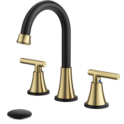 Hurran Bathroom Faucets For Sink 3 Hole With Pop-Up Drain And Supply Lines