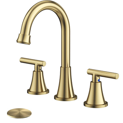 Hurran Bathroom Faucets For Sink 3 Hole With Pop-Up Drain And Supply Lines