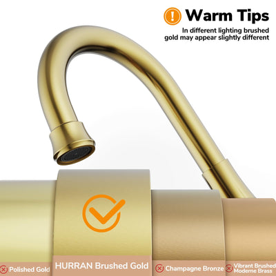 Hurran Bathroom Faucets For Sink 3 Hole With Pop-Up Drain And Supply Lines