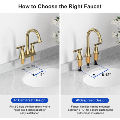 Hurran Bathroom Faucets For Sink 3 Hole With Pop-Up Drain And Supply Lines