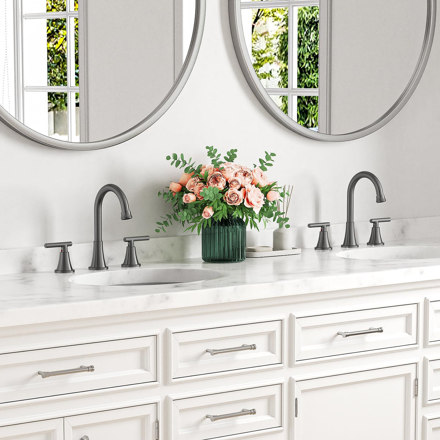 Hurran Bathroom Faucets For Sink 3 Hole With Pop-Up Drain And Supply Lines