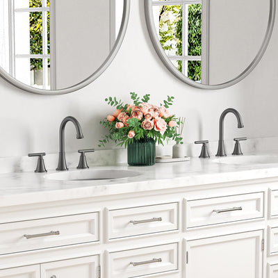 Hurran Bathroom Faucets For Sink 3 Hole With Pop-Up Drain And Supply Lines