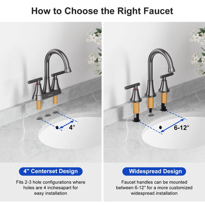 Hurran Bathroom Faucets For Sink 3 Hole With Pop-Up Drain And Supply Lines