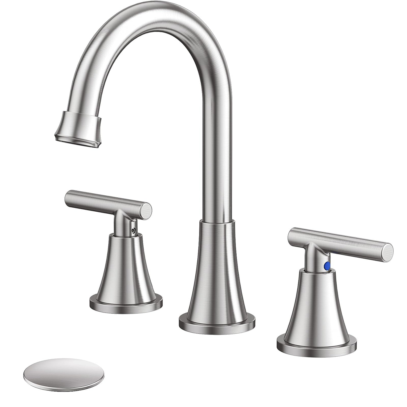 Hurran Bathroom Faucets For Sink 3 Hole With Pop-Up Drain And Supply Lines
