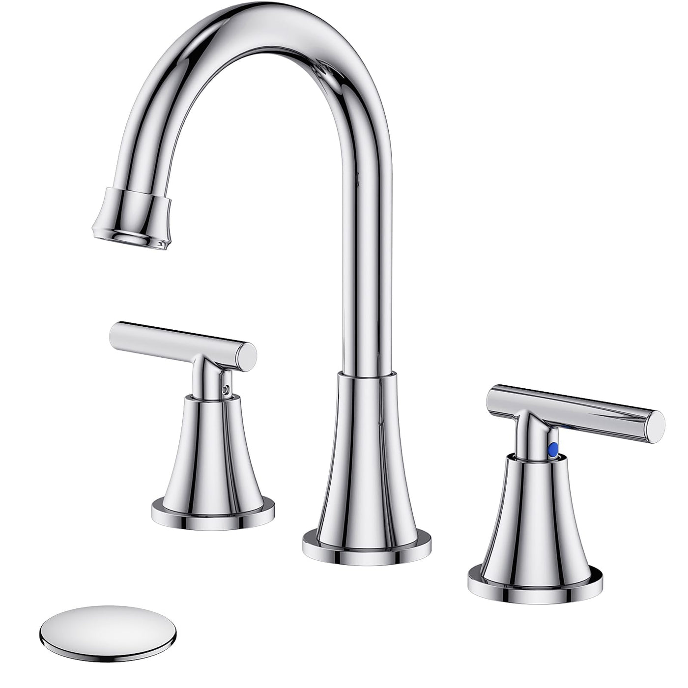 Hurran Bathroom Faucets For Sink 3 Hole With Pop-Up Drain And Supply Lines
