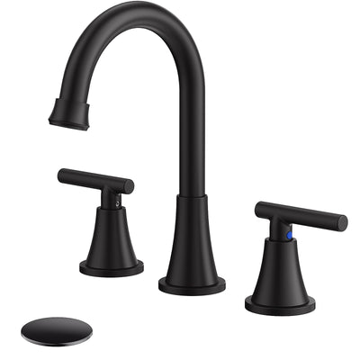 Hurran Bathroom Faucets For Sink 3 Hole With Pop-Up Drain And Supply Lines