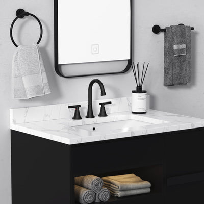 Hurran Bathroom Faucets For Sink 3 Hole With Pop-Up Drain And Supply Lines