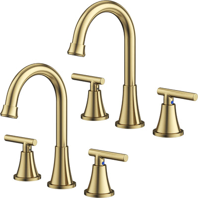 Hurran Bathroom Faucets For Sink 3 Hole With Pop-Up Drain And Supply Lines