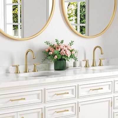 Hurran Bathroom Faucets For Sink 3 Hole With Pop-Up Drain And Supply Lines