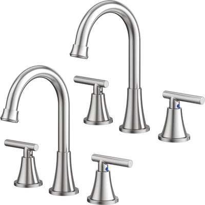 Hurran Bathroom Faucets For Sink 3 Hole With Pop-Up Drain And Supply Lines