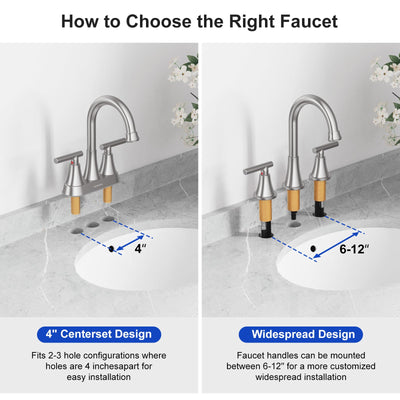 Hurran Bathroom Faucets For Sink 3 Hole With Pop-Up Drain And Supply Lines