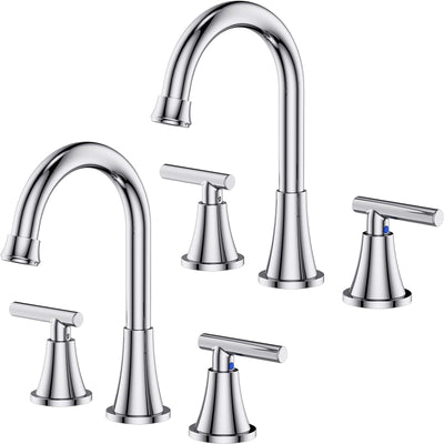 Hurran Bathroom Faucets For Sink 3 Hole With Pop-Up Drain And Supply Lines
