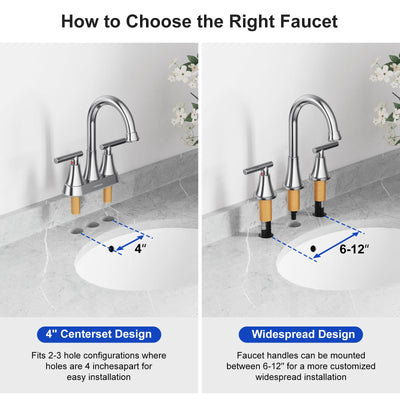 Hurran Bathroom Faucets For Sink 3 Hole With Pop-Up Drain And Supply Lines