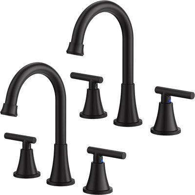 Hurran Bathroom Faucets For Sink 3 Hole With Pop-Up Drain And Supply Lines