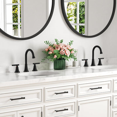 Hurran Bathroom Faucets For Sink 3 Hole With Pop-Up Drain And Supply Lines