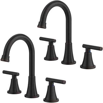 Hurran Bathroom Faucets For Sink 3 Hole With Pop-Up Drain And Supply Lines