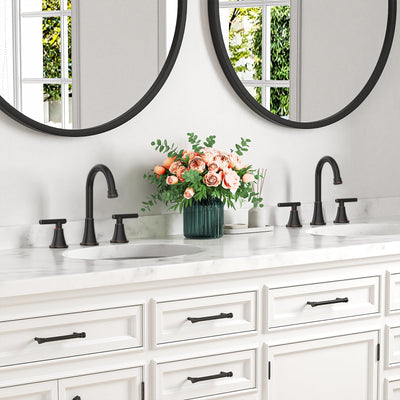 Hurran Bathroom Faucets For Sink 3 Hole With Pop-Up Drain And Supply Lines