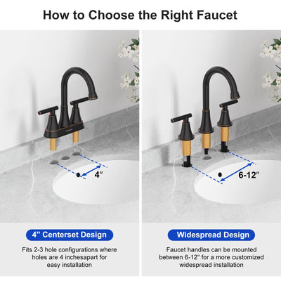 Hurran Bathroom Faucets For Sink 3 Hole With Pop-Up Drain And Supply Lines